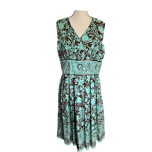Vintage Chadwick Boutique Aqua and Brown sleeveless cotton dress.